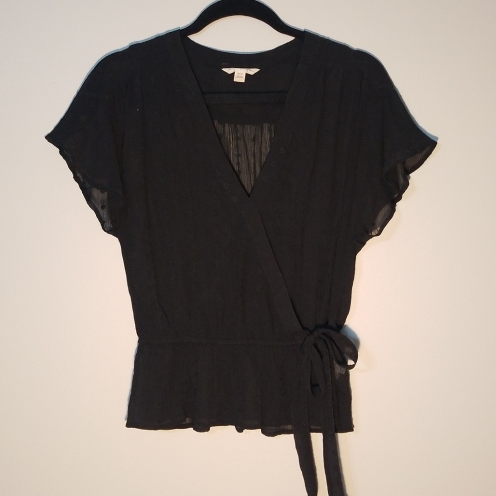 Sheer Side Tie Blouse
